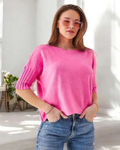 Royalfashion Női viszkóz pulóver rövid ujjakkal