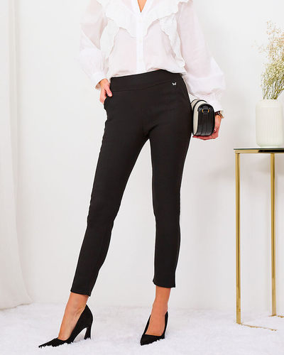 Royalfashion Fekete női ökobőr leggings a'la bells