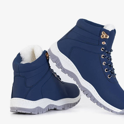 Szigetelt ökobőr női túracipő sötétkék színben Filis - Lábbeli