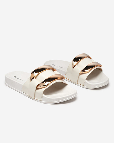 OUTLET Női fehér papucs arany díszítéssel Serina - Lábbeli