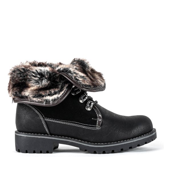 Czarne trapery z wywijaną cholewką Briathos - Obuwie