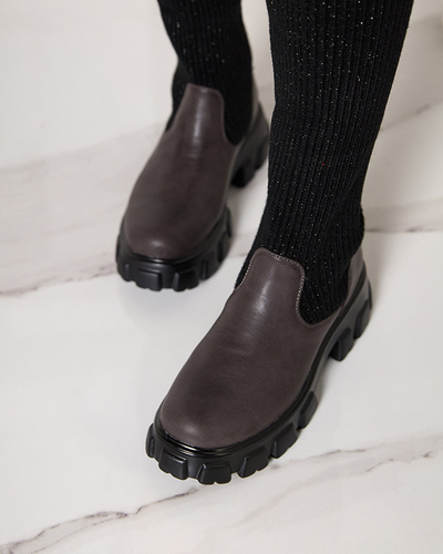 Fekete és barna magas csúszású női csizma Alerpi- Footwear