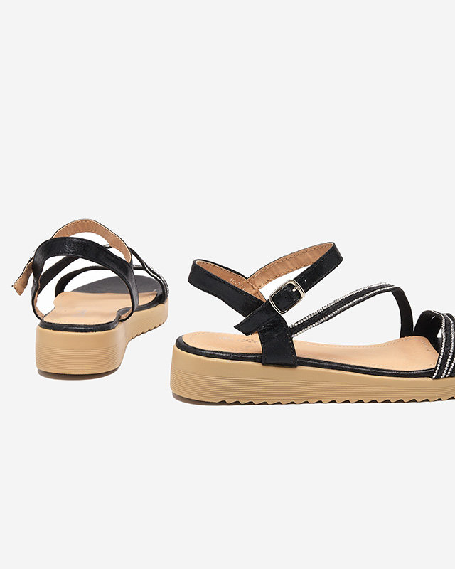 Női fekete csillogó szandál cirkóniákkal Spirade - Ruházat