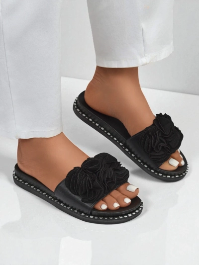 Royalfashion Női lapos talpú papucs Flora Verde