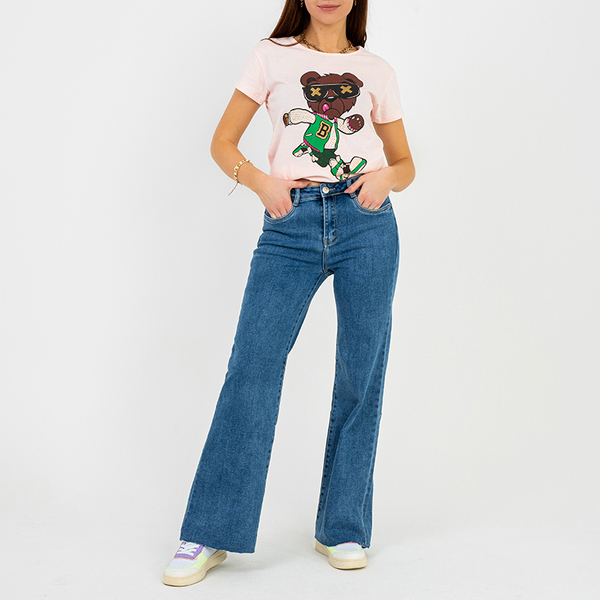 Női 'Rózsaszín nyomott póló - Ruházat