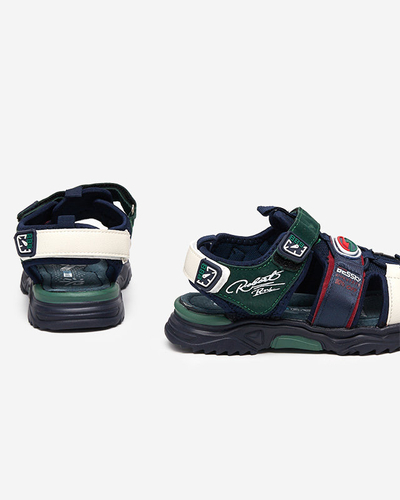 Sötétkék és zöld fiú szandál tépőzáras Roser-Footwear-rel