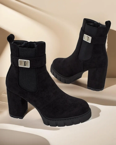 Royalfashion Női blokk sarkú bokacsizma Effo