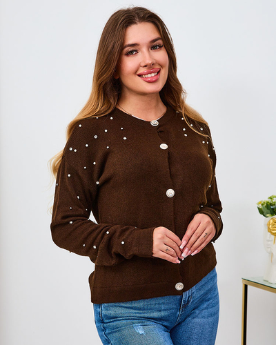 Royalfashion Piros női kigombolt pulóver