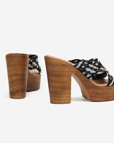 Fekete női papucs magas oszlopon Kotinso - Lábbeli