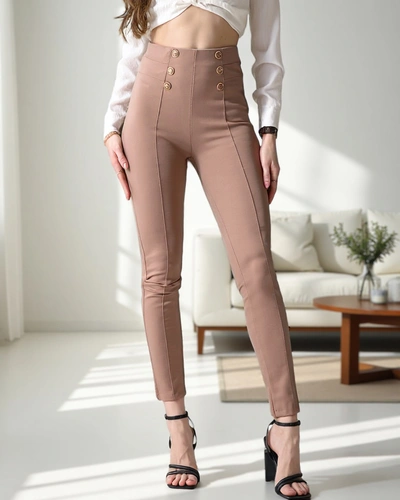 Royalfashion Női pamut treggingek díszgombokkal