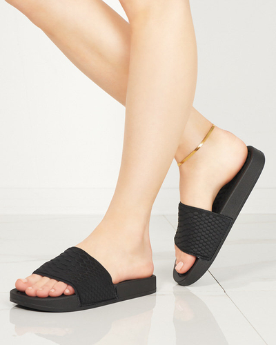 OUTLET Fekete női papucs Galite dombornyomással - Lábbeli