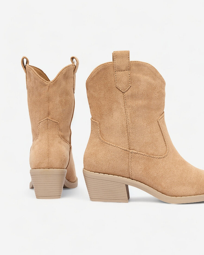 Royalfashion Világosbarna női szigetelt cowboy csizma Bronco