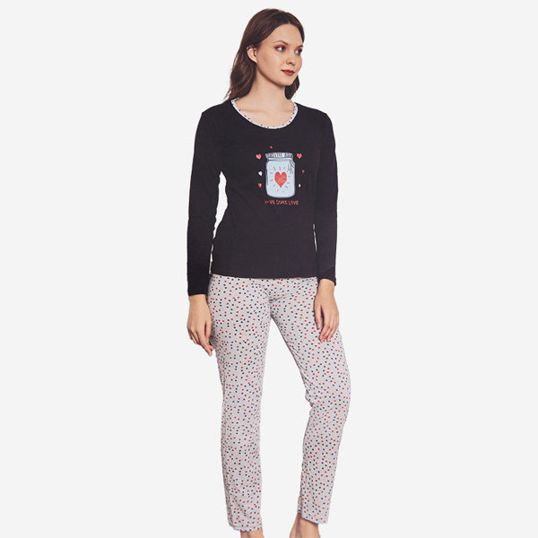 Sötétkék és szürke karácsonyi 2 részes pizsama nyomattal - Ruházat