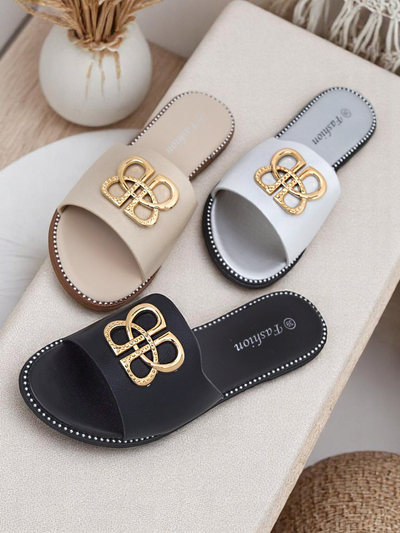 Royalfashion Női lapos talpú papucs Aura Gold
