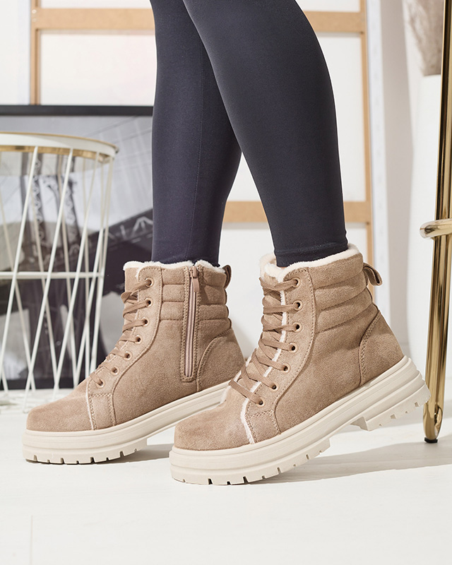 Női szigetelt trapper csizma barna színben Tivica - Lábbeli