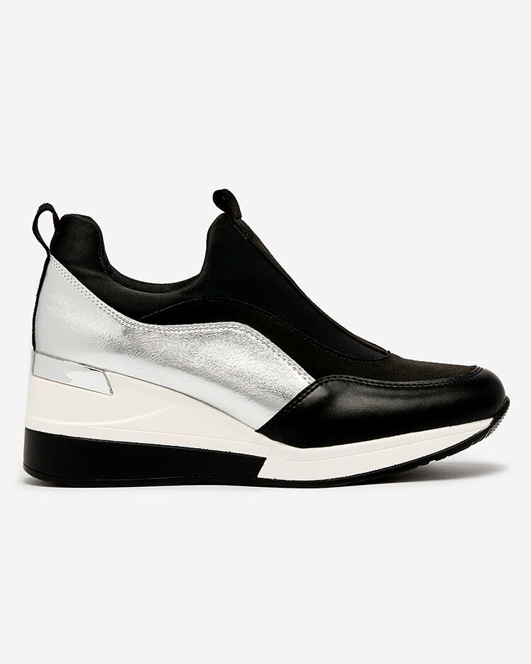 Royalfashion Ezüst-fekete női sportcipő magassarkú cipő Asillas