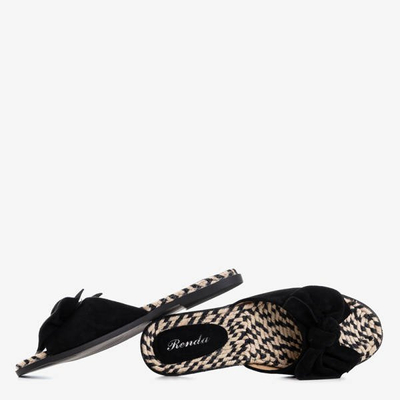 Czarne damskie klapki z kokardką Revda - Obuwie