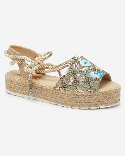 Royalfashion Khaki női espadrilles virágokból Elizeaf