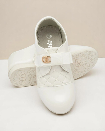 Lányok fehér steppelt öko bőr félcipő Mawert- Footwear