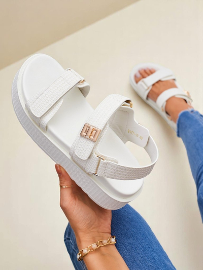 Royalfashion Kallisto – Fehér női platform szandál, ökológiai bőr