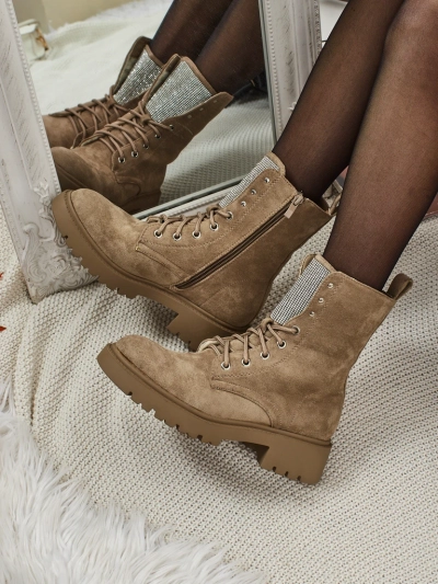 Ferlyne női öko velúr fűzős bokacsizma