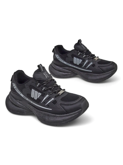 Royalfashion Hypatia fekete női sportcipő lapos, 5 cm-es sarokkal