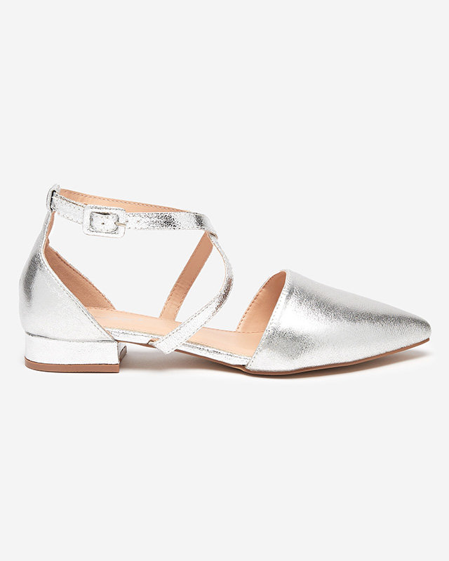 OUTLET Ezüst női balerinák lapos sarkú Osies- Cipők