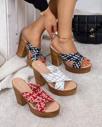 OUTLET Női fehér papucs magas oszlopon Kotinso - Lábbeli