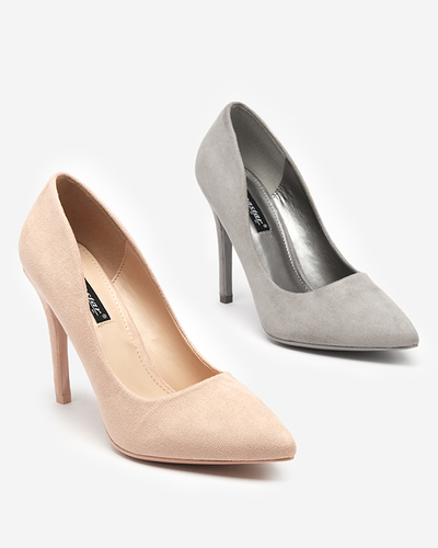 Szürke női öko-velúr pumpák magas sarkon Menitik - Ruházat
