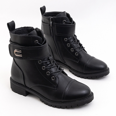 Fekete fűzős bokacsizma Sido- Cipő