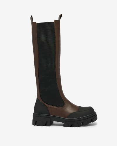 Royalfashion Sötétbarna női félárú csizma Blyss