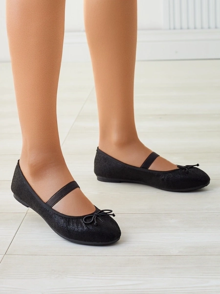 Royalfashion Fényes női balerina cipő masnival és rugalmas Safte