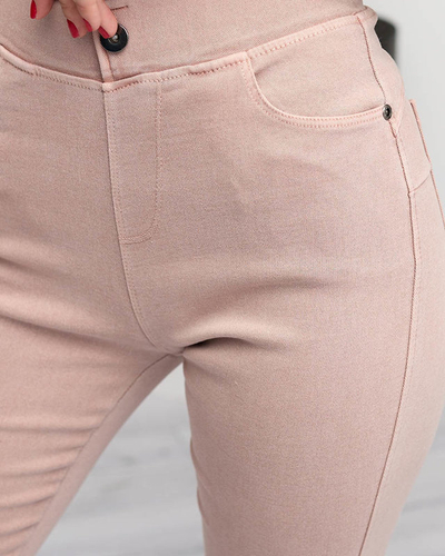 Női világos rózsaszín treggings- Ruházat