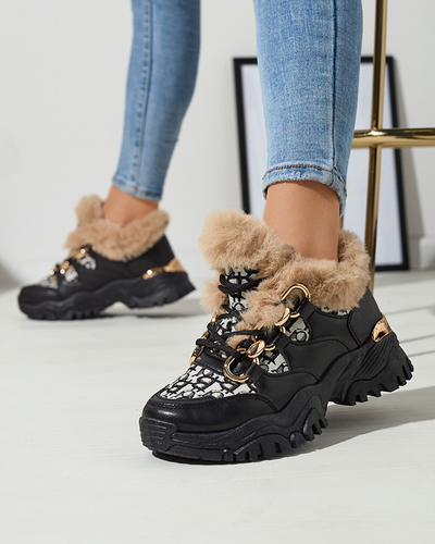 Női sportcipő szőrmével, fekete színben Reyma- Footwear