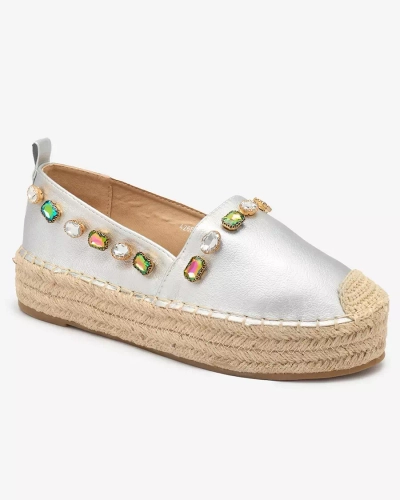 Női ezüst espadrilles kristályokkal Ziennie - Lábbeli