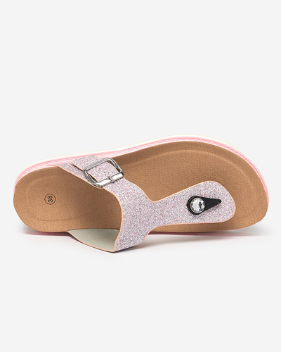 OUTLET Fényes női rózsaszín flip-flop Fidoq- Shoes
