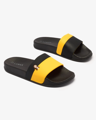 Royalfashion Sárga és fekete női gumitalpú flip-flop Lierigs