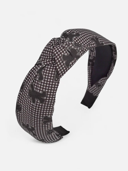 Royalfashion Fonott kockás hajpánt macikkal