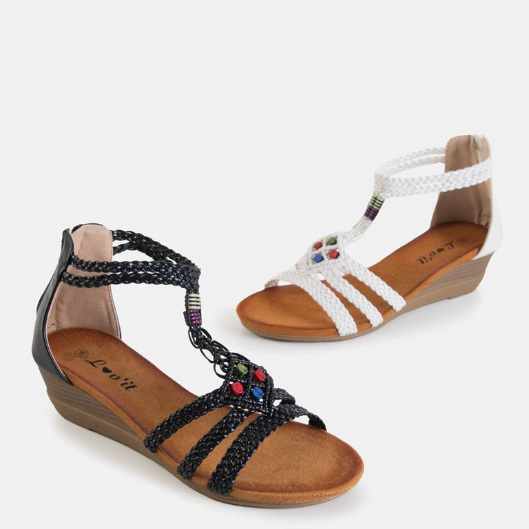 Női fehér szandál alacsony éken Nastiska - Lábbeli