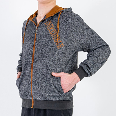 Sötétszürke férfi pulóver feliratokkal - Ruházat