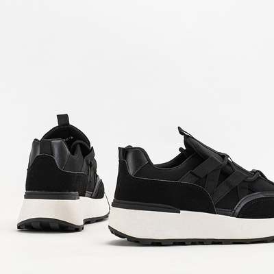 OUTLET Fekete női sportcipő magasabb talppal Kanislo - Lábbeli