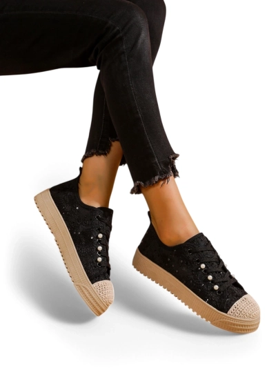 Royalfashion Női csipke sneaker flitterekkel Nille