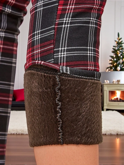 Royalfashion Melegített kockás női teggings