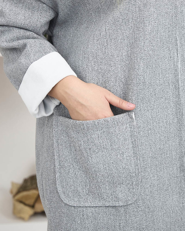 Női ágytakaró a'la kabát szürke színben- Ruházat