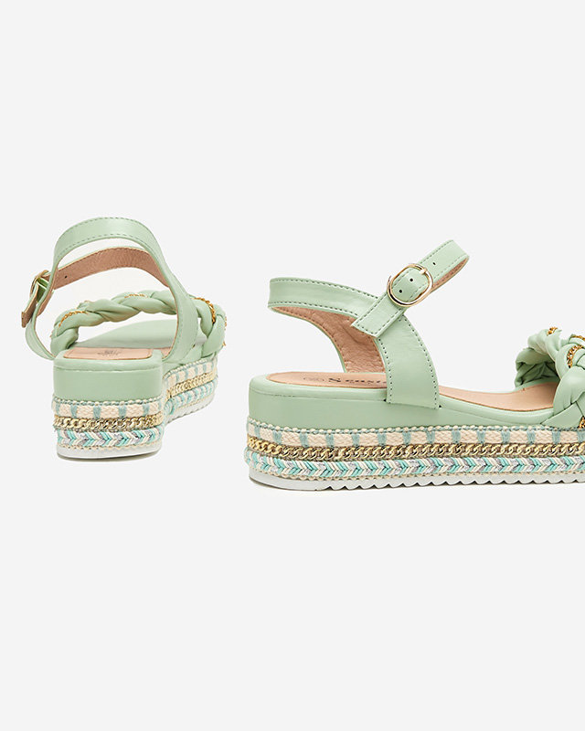 Rella zöld lapos női szandál - cipő