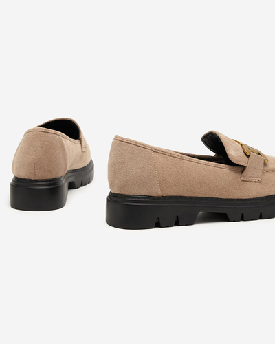 OUTLET Világosbarna női cipő arany díszítéssel Mubissa - Lábbeli