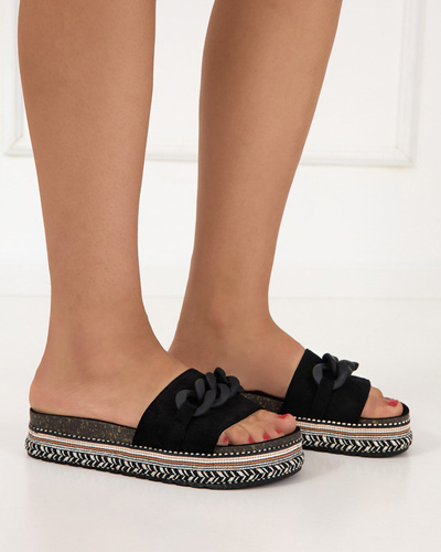 OUTLET Női fekete papucs díszített talppal Hillam - Lábbeli