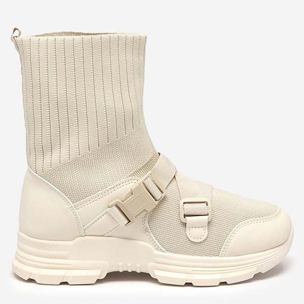 OUTLET Női 'bézs színű magasszárú edzőcipő Cerini díszítéssel - Lábbeli