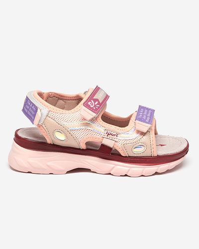 Rózsaszín gyerekszandál színes betétekkel Meniko - Shoes