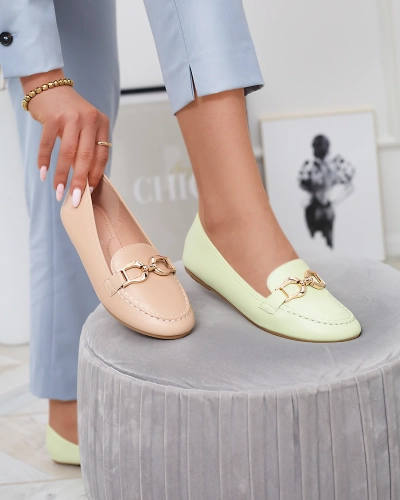 Zöld öko-bőr női mokaszin díszítéssel Wiwet-Footwear